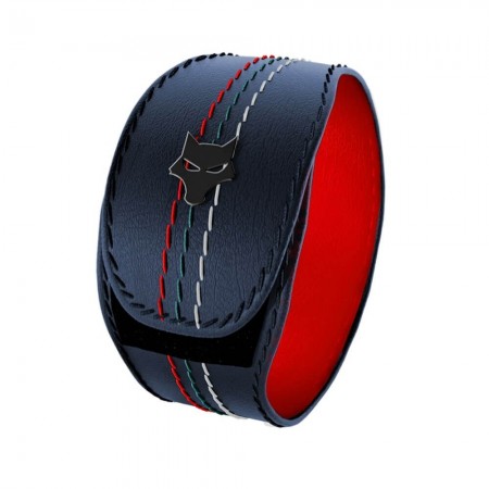 WOOLF - Bracelet Bleu - intérieur rouge 26.5cm