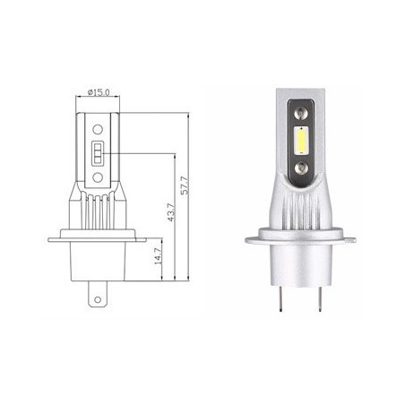 Ampoule led H7 de 3000 Lumens de faible encombrement