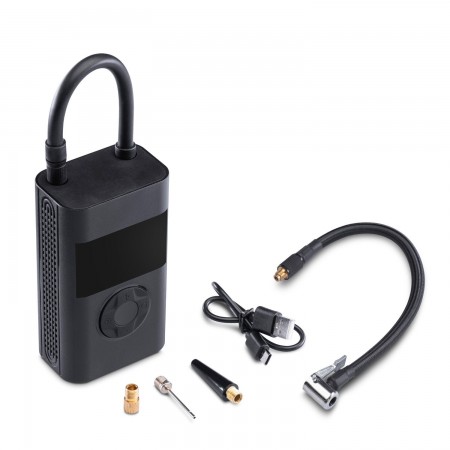 Accu tire pump for motorcyclists