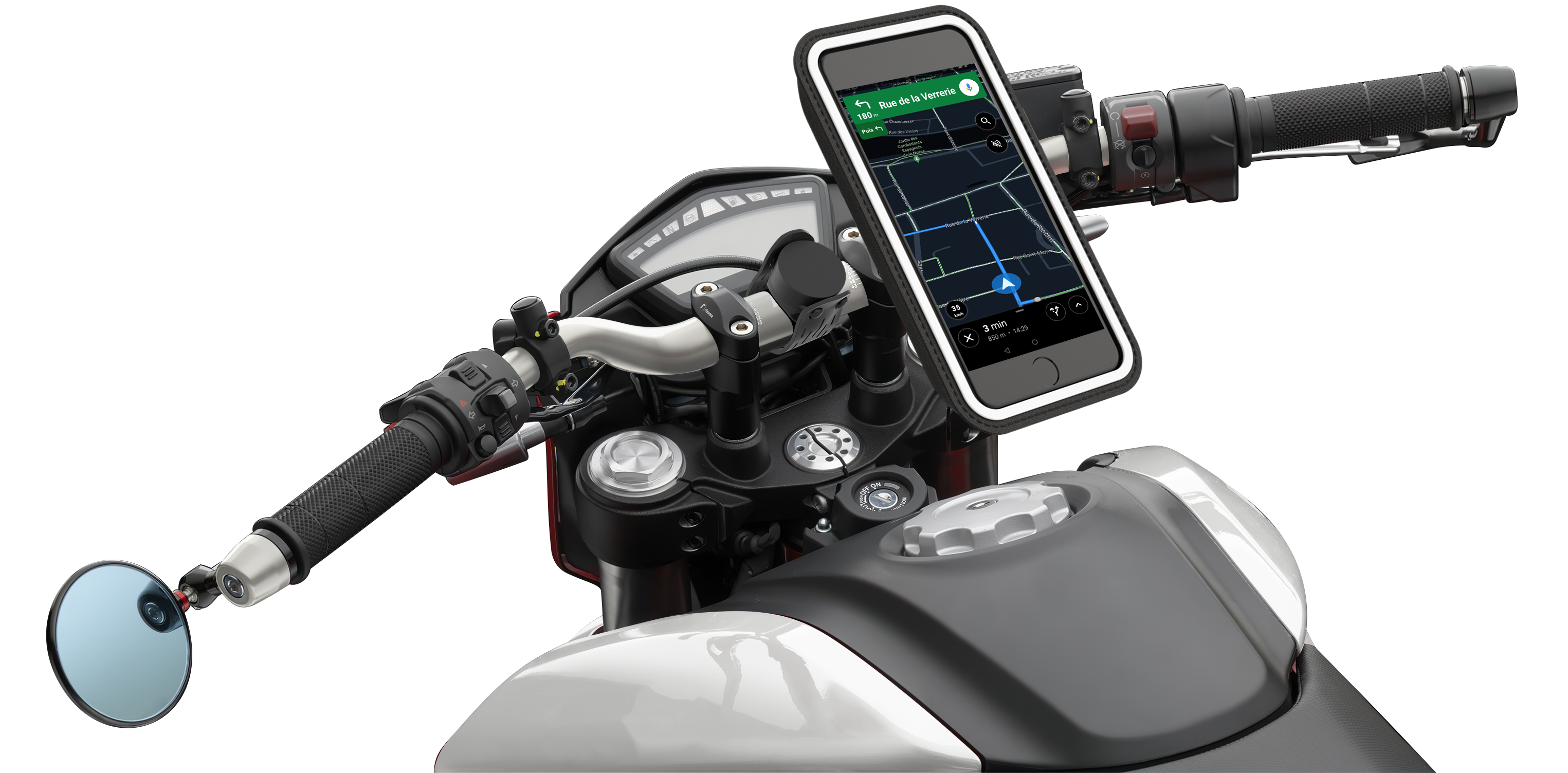 Support téléphone rétroviseur moto PRO ShapeHeart